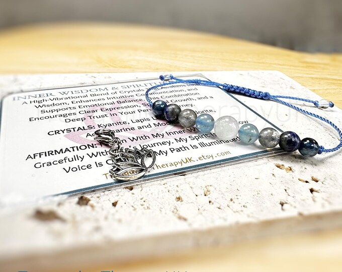 Inner Wisdom & Spirituality. Moonstone, Aquamarine, Kyanite, Spectrolite Labradorite Lapis Lazuli. Courage, Intuition.Manifestation.Custom