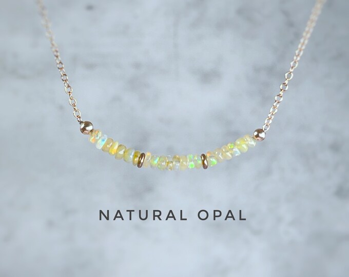 Natural Ethiopian Opal Necklace. Sterling Silver, Rose Gold Filled. October Birthstone. Includes Gift Box & Info Card. Birthday Gift.