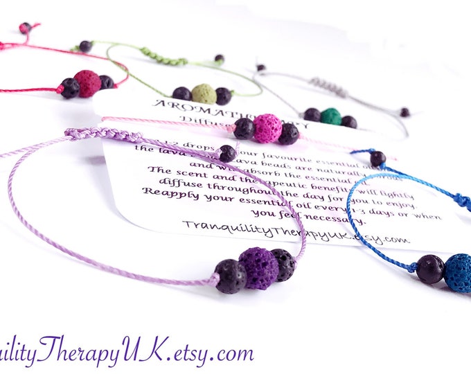 Aromatherapy Diffuser Bracelet. Essential Oils Diffuser. Minimalistic Adjustable Strong Bracelet.Design Your Own Colour. Genuine Lava Stones