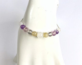 Crown Chakra Gemstone Bracelet: Selenite, Amethyst, Quartz