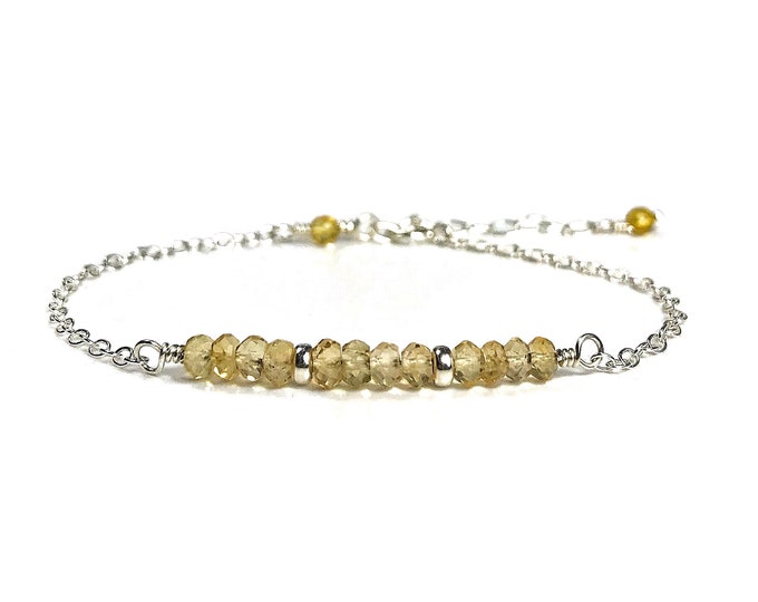 Citrine Bracelet. Sterling Silver, Rose Gold Filled. November Birthstone. Includes Gift Box & Info Card. Birthday Jewellery. Prosperity.