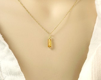 Raw Imperial Topaz Necklace & Earrings Set: Sterling Silver, Rose Gold Filled, November Birthstone