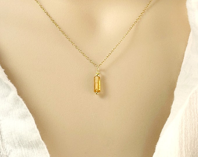 Raw Imperial Topaz Necklace & Earrings Set. Imperial Topaz Earrings. Sterling Silver, 14K Rose Gold Filled. November Birthstone.
