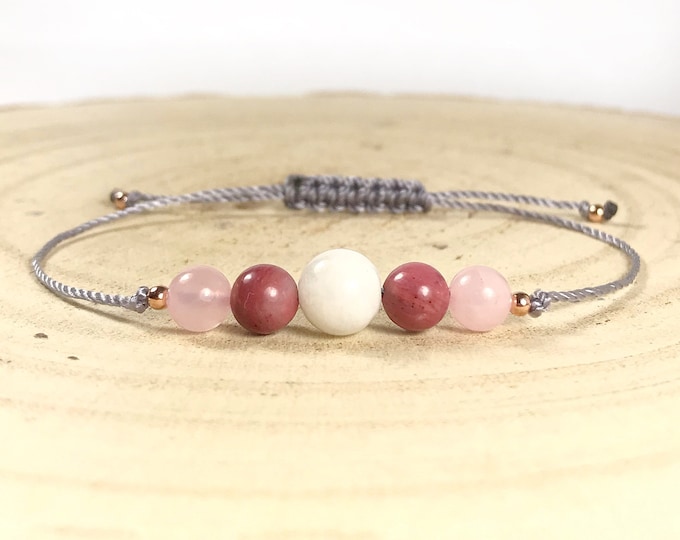 Baby Wish Gemstone Bracelet. IVF Gift. TTC Gift. Moonstone. Rhodonite. Rose Quartz. Baby Shower Gift. Heart Chakra. Solar Plexus.