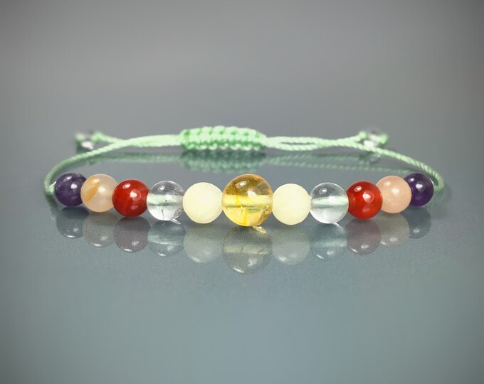 Procrastination, Concentration & Motivation Bracelet. Courage. Confidence. Aura Cleansing. Clear Thinking. Memory. Energy. Prosperity.