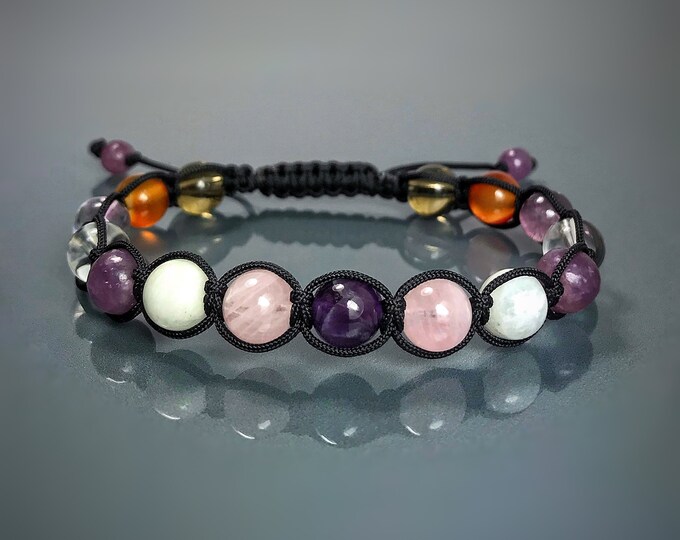 Anxiety, Stress & Calming Crystals. Shamballa Bracelet. Confidence. Clear Thinking. Positivity. Heart Chakra. Aura Energy. Love. Balance.