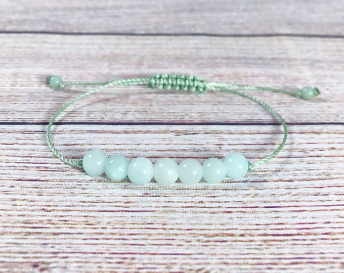 Amazonite Gemstone Bracelet. Minimalistic Bracelet. Love. Compassion. Courage. Confidence. Truth. Calming. Soothing. Genuine Gemstones