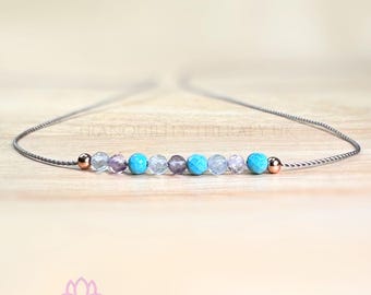 PISCES Zodiac Necklace Floating Necklace. Lightweight Natural Silk Necklace. Celestial Birthstone Gifts. Incl Gift Box Card & Ribbon Wrap