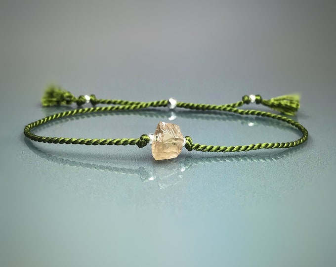 Raw Imperial Topaz Bracelet. Pure Natural Silk Bracelet. November Birthstone. Includes a Crystal Info Card. November Birthday Gifts.