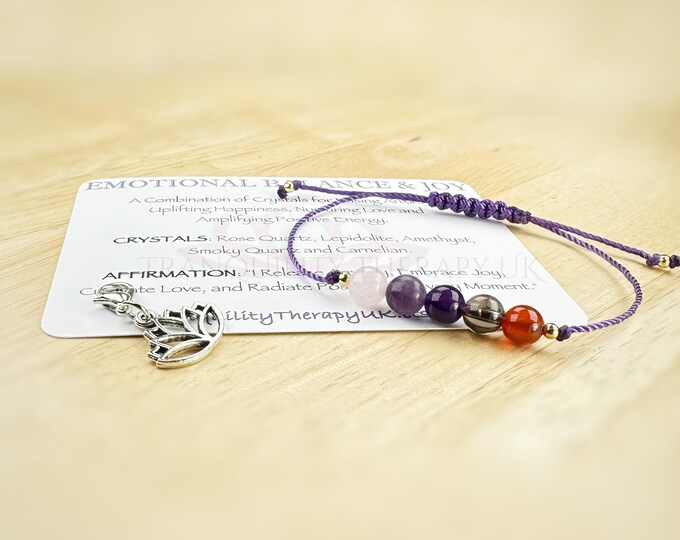 Emotional Balance & Joy Happiness, Love, Positivity Bracelet. Ease Stress, Anxiety. Calming. Confidence. Peace. Chakra Crystal Gift Sets