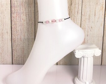 Love & New Beginnings Anklet. Rose Quartz Anklet. Moonstone Anklet. Feminine Energy. Intuition. Love. Truth. Yoga Bracelet. Heart Chakra