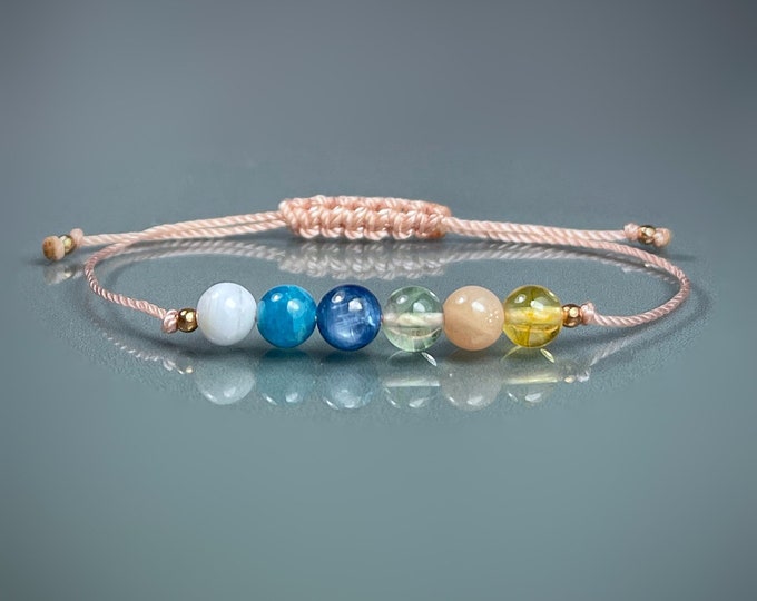 Motivation, Energy, Focus & Intention Bracelet. Bring Courage and Confidence. Setting Goals. Aura Crystals. Clear Thinking. Blue Apatite.