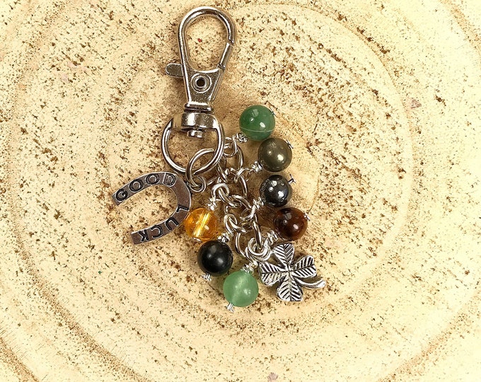 Good Luck, Wealth, Prosperity & Abundance. Protection. Grounding. Protect and Attract.  Bag Charm, Bag Clip, Keyring. Lucky Charm. Healing