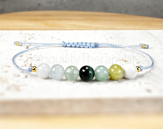 Abundance and Emotional Balance Bracelet and Card. Inner Peace, Growth, Heart Chakra Opening, Inspire Confidence and Life Change Renewal.