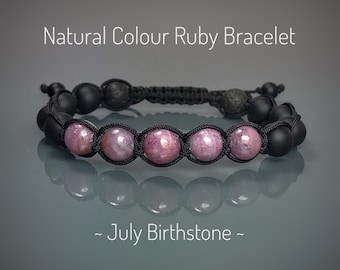 Genuine Ruby Bracelet. July Birthstone. Mens Yoga Bracelet. Mens Mala.l. Third Eye Chakra. Incl Gift Wrapping. Choice of Birthstones.