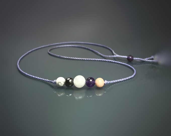 Crystal Sleep Aid Necklace: Amethyst, Howlite & Moonstone