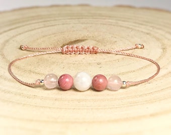 Fertility Bracelet & Pregnancy Support Bracelet. Love. Emotional Balance. Calming. IVF Gift. TTC Gift. Moonstone. Rhodonite. Rose Quartz.