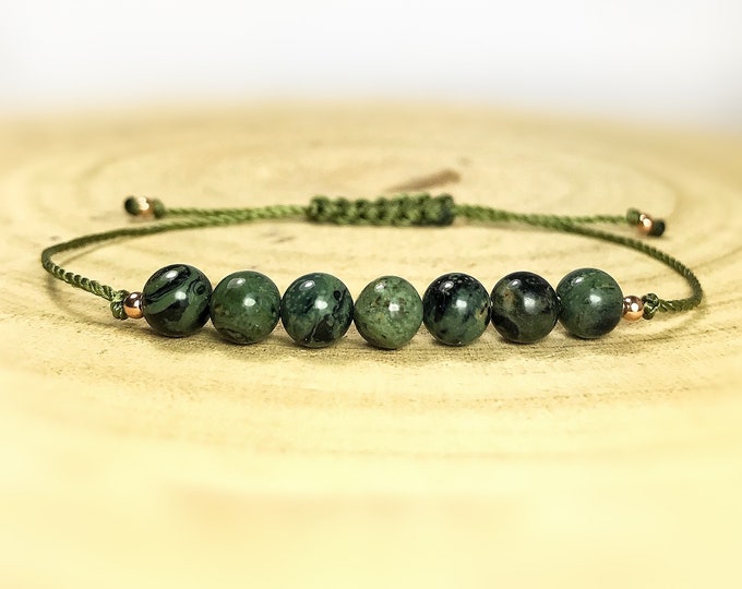 Kambaba Jasper Bracelet: Adjustable Gemstone Cord Bracelet