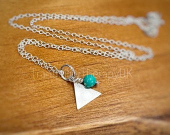 Triangle Necklace, Sterling Silver, Birth Month, Incl Card,Birthstone Gift. Jewellery, Birthstone Gifts,Geometric, Jewelry,Optional Gift Box