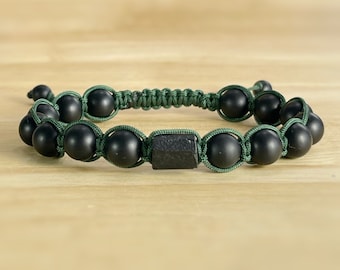 Raw Black Tourmaline Bracelet: Onyx Shamballa Mens Mala