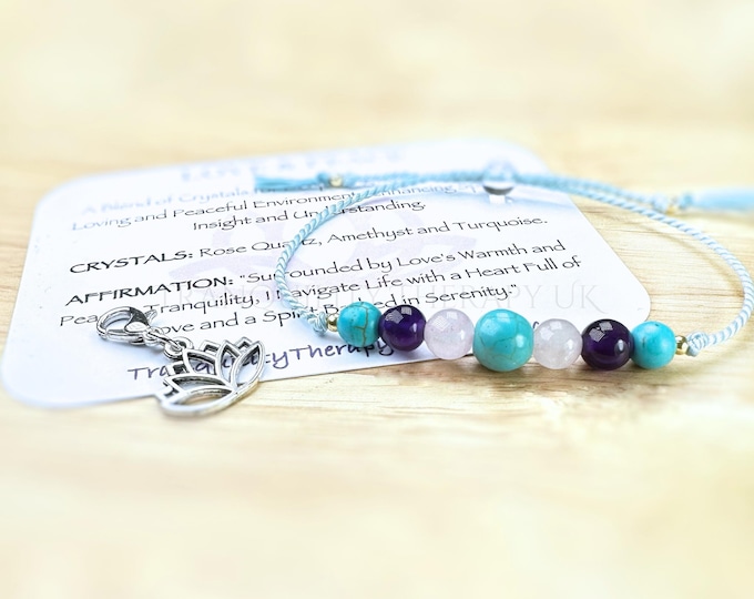 Love and Peace Bracelet. Protect and Attract Love & Peace Into Your Life and Surroundings. Rose Quartz. Turquoise. Amethyst. Yoga Bracelet