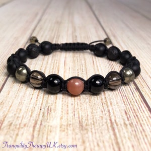 Mens Positivity Bracelet. Shamballa Yoga Mala Gemstone Bracelet. Positive Thinking. Disperse Negative Energy. Clear Thinking. Gifts for Him