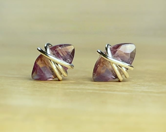 Ametrine Stud Earrings. Sterling Silver. 14K Gold/Rose Gold Filled. Includes a Gift Box & Card. Marquise Ametrine Earrings.