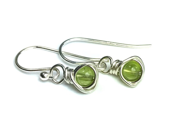 Peridot Drop Earrings. Sterling Silver. 14K Gold/Rose Gold Filled. Includes Gift Box & Card. Raw Emerald Earrings. August Birthstone Gift