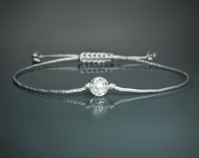 Rock Quartz Bracelet. April Birthstone. Wish Bracelet. Birthday Wish. Birthday Gift. Thank You Card. Design Your Own Cord Colour.