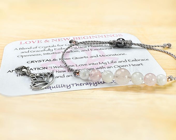 Attract Love & New Beginnings. Rose Quartz Bracelet. Moonstone Bracelet. Feminine Energy. Intuition. Love. Truth. Heart Chakra Energy.