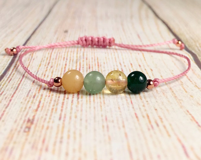 Gemstone Abundance Bracelet: Jade, Aventurine, Citrine, Moss Agate
