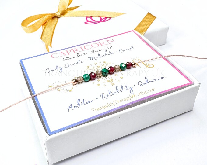 CAPRICORN Zodiac Necklace Floating Necklace. Lightweight Natural Silk Necklace. Celestial Birthstone Gifts. Incl Gift Box Card & Ribbon Wrap