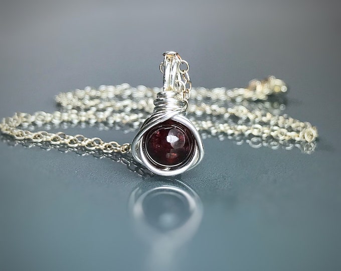 Garnet Necklace & Garnet Stud Earrings Set. January Birthstone. Incl Gift Box, Crystal Information Card, Ribbon Wrapping. Birthday Gift.