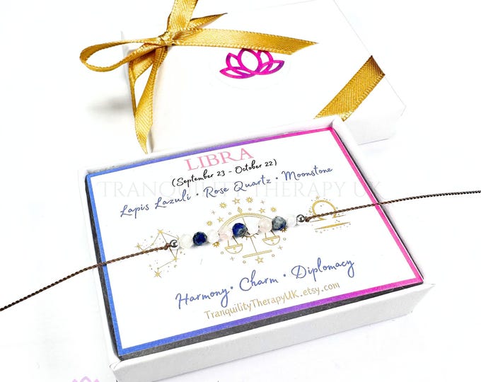LIBRA Zodiac Necklace Floating Necklace. Lightweight Natural Silk Necklace.Celestial Birthstone Gifts.Incl Gift Box Card & Ribbon Wrap