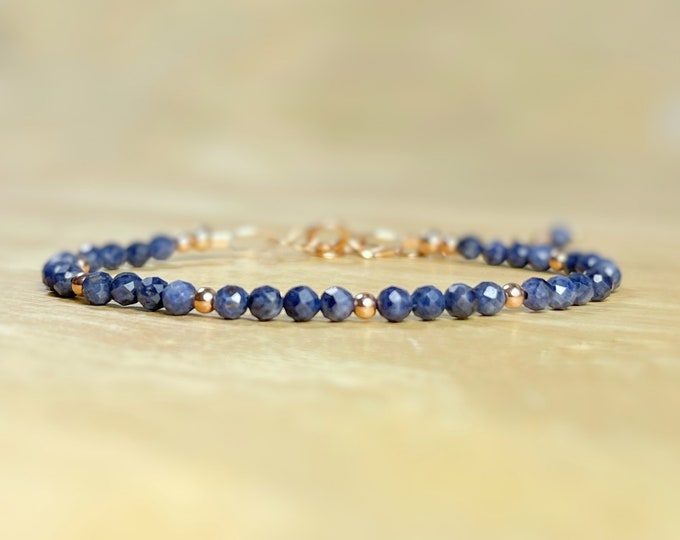Genuine Sapphire Bracelets. Sterling Silver, Rose Gold Filled. September Birthstone. Sapphire Bracelet. Incl Gift Box & Info Card. Stacking.