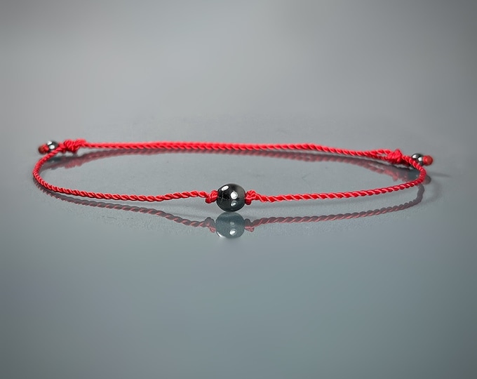 Red Thread Protection Amulet Anklet. Hematite. Good Luck. Express Love. Discourage Bad Luck, Evil Eye and Negativity. Spiritual.
