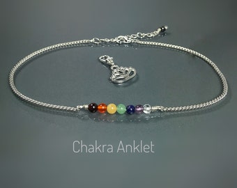 Chakra Anklet. Chakra Bracelet. Chakra Balancing. Yoga Anklet. Tranquility. Meditation. Rainbow.Aura. Summer Jewellery. Beach Anklet