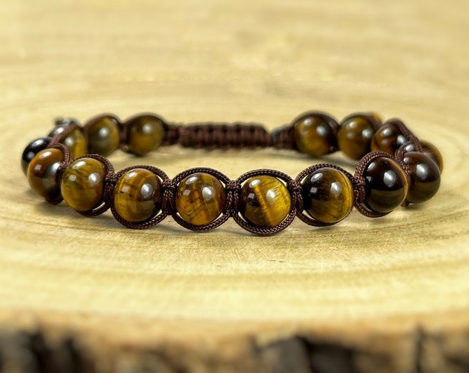 Tigers Eye Bracelet.  Mens Shamballa Bracelet. Good Luck & Protection Bracelet. Made to Measure.