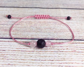 Gemstone Aromatherapy Diffuser Bracelet. Essential Oils Diffuser. Choose Your Gemstone & Cord Colour. Strong Cord. Genuine Lava Stones.