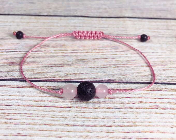 Gemstone Aromatherapy Diffuser Bracelet. Essential Oils Diffuser. Choose Your Gemstone & Cord Colour. Strong Cord. Genuine Lava Stones.