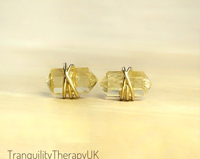Double Terminated Citrine Stud Earrings: 14K Gold Filled, November Birthstone