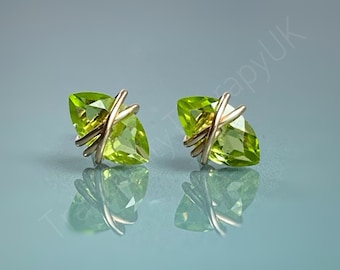 Peridot Stud Earrings: Sterling Silver, August Birthstone