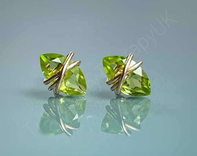 Peridot Stud Earrings. Sterling Silver. 14K Gold/Rose Gold Filled. Includes Gift Box & Card. August Birthstone Gift.