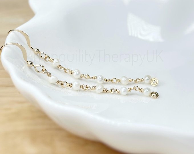 Elegant Long Drop Pearl Earrings. June Birthstone. Anniversary Gift. Birthday Gift. Wedding Earrings. Pearl Jewellery. Includes Gift Box