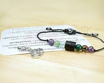 Empath Protection Bracelet: Raw Black Tourmaline, Amethyst & Crystal Energy