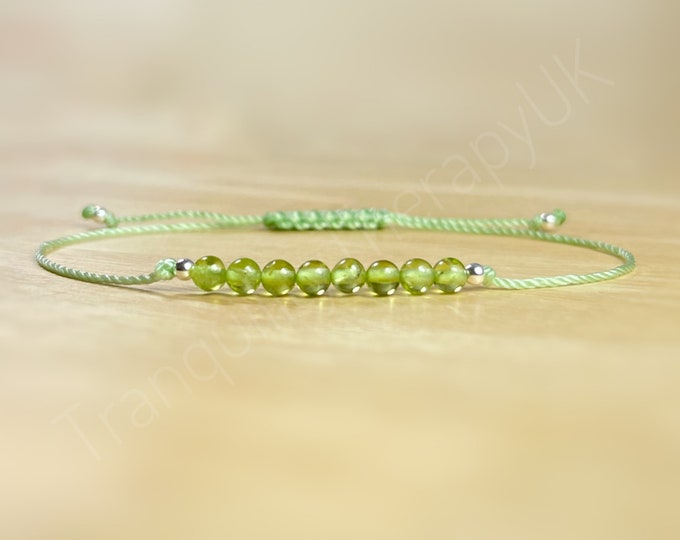 Genuine Peridot Bracelet. Dainty Bracelet. Minimalis Jewelry.Skinny Bracelet. August Birthstone. Prosperity & Abundance. Leo. Zodiac Gifts.