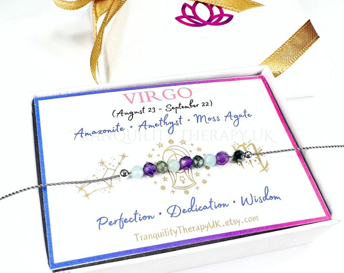 VIRGO Zodiac Necklace Floating Necklace. Lightweight Natural Silk Necklace .Celestial Birthstone Gifts. Incl Gift Box Card & Ribbon Wrap