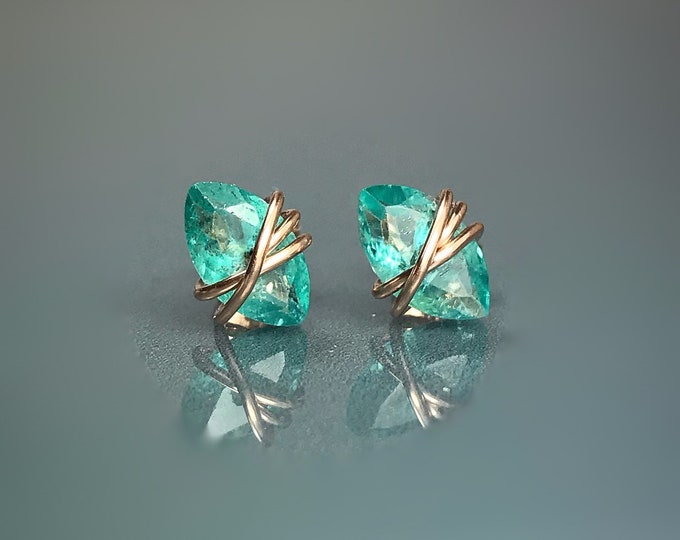 Apatite Stud Earrings. Birthstone. AAAA High Grade. Light Blue Apatite.  Sterling Silver. 14K Gold/Rose Gold Filled. Incl Gift Box Wrapping.