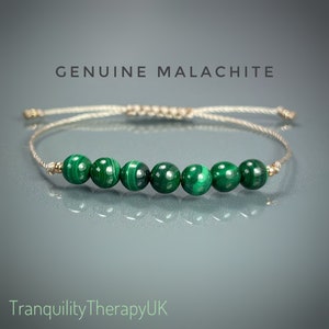 Genuine Malachite Bracelet: Adjustable Gemstone Cord