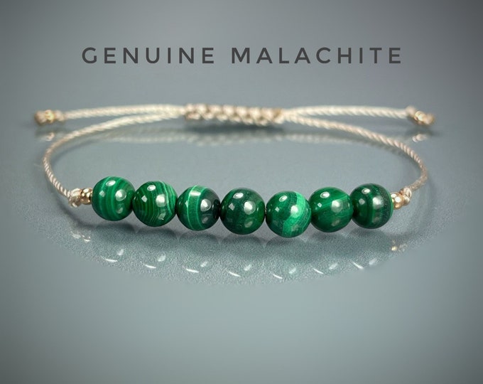 Malachite Bracelet. Transformation & Positive Change. Well Being. Mind, Soul and Balance Chakra Energies. Positivity. Travel Crystals.